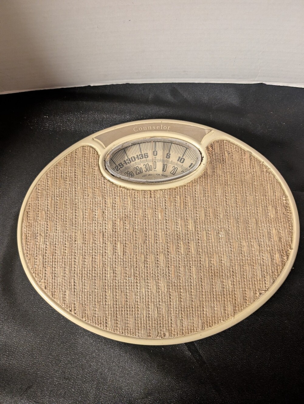 Vintage 1970's MCM Tan Boho Counselor Wicker Rattan Bathroom Floor Scale